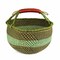 Large Handwoven Market Basket with Leather Handles for Shopping and Storage